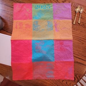 Garnier Thiebaut, 2025 French Annual Calendar "Celebration" Tea Towel VGUC